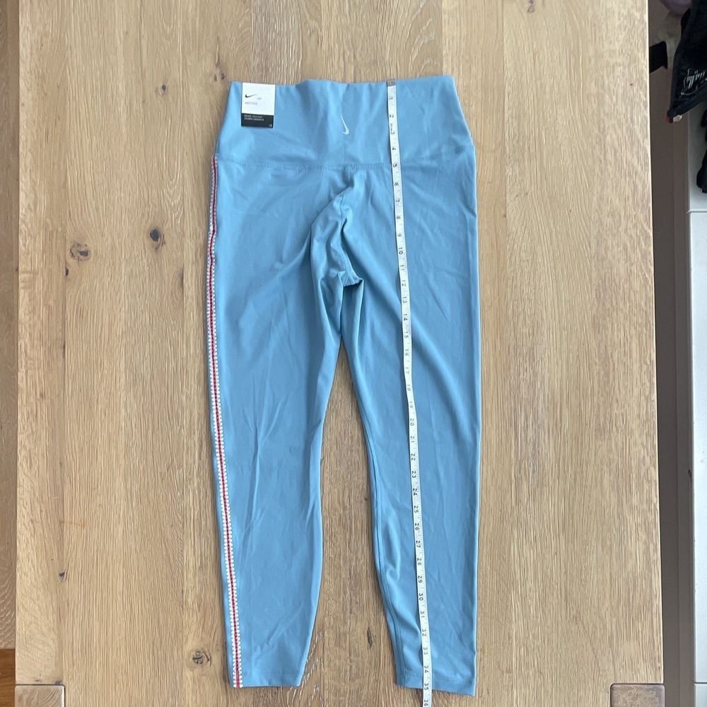 Nike Yoga Dri-FIT High Rise 7/8 Ankle Leggings L Blue Solid Logo